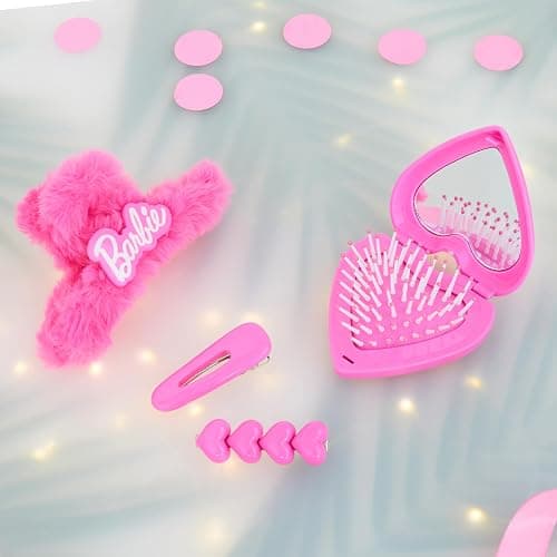 Barbie Hair Clips, Claw Clip & Folding Brush for Girls Teens Hair Accessories Dress Up, Pink Beauty Set, Cute Stuff, Gifts for Girls thumbnail 6