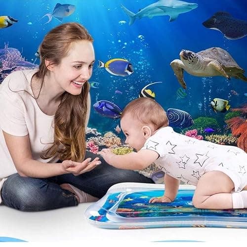 Zenovate Tapis Eau Bebe Eveil, Tummy Time Tapis d'eau Bébé Gonflable, Tapis Sensoriel Bébé pour tout-petits, Cadeau Bebe Jouet Bebe 3 6 9 12 Mois thumbnail 2