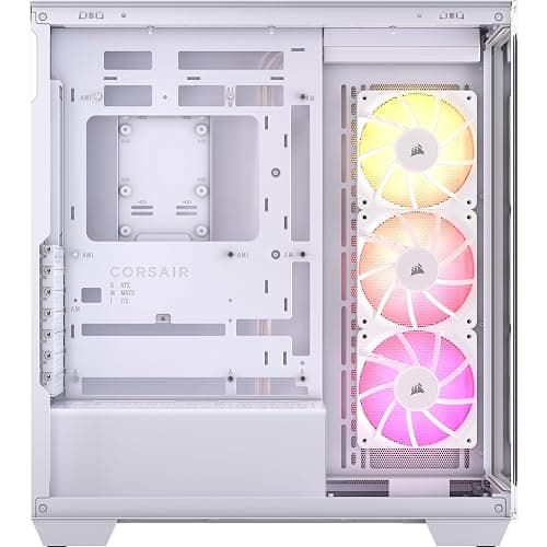 CORSAIR 3500X ARGB Mid-Tower ATX PC Case – Panoramic Tempered Glass – Reverse Connection Motherboard Compatible – 3X CORSAIR RS120 ARGB Fans Included – White thumbnail 7