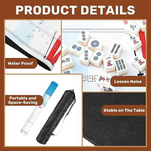 Mahjong Mat for Table Winter Mountain Landscape Pair skis Snow ski Lift 31.5" x 31.5" Non-Slip Noise-Reducing Game Mat Premium Mahjong Accessories for Poker Dominoes Hosting thumbnail 5