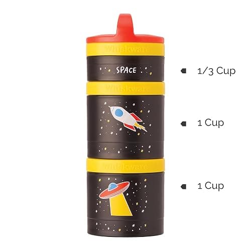 Whiskware Stackable Snack Containers for Kids and Toddlers, 3 Stackable Snack Cups for School and Travel, Space (Pack of 1) thumbnail 3