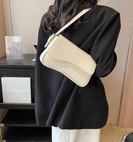 Shoulder Bag for Women Y2K Trendy Purse Vegan Leather Hobo Handbags Clutch Saddle Bag with 2 Removable Strap thumbnail 2