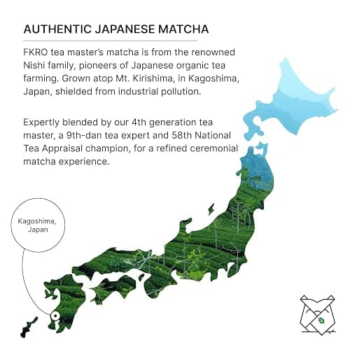 FKRO Organic Tea Master's Ceremonial Grade Japanese Matcha Green Tea Powder. 1st Harvest, Single Origin, Sugar-free. Flown in Fresh from Japan Every Month (30g/1.06oz) Tin thumbnail 7