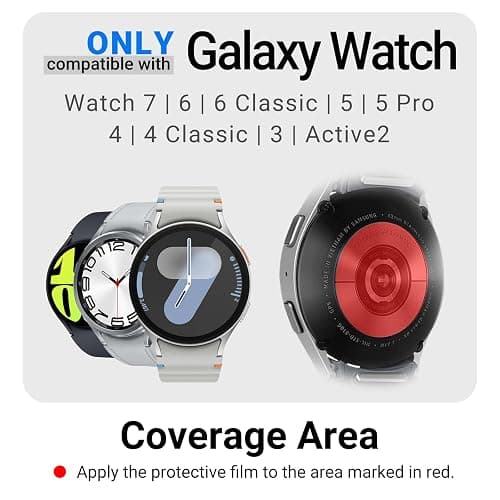 Arsolo Nickel Metal Allergy Back Protector for Samsung Galaxy Watch 7/6/5/4/3/Active2 [40/41/44/45mm], Classic 6, 5 Pro, Classic 4, Prevent Rash, Contact Dermatitis, Sensor Protector - 5 Pack thumbnail 2