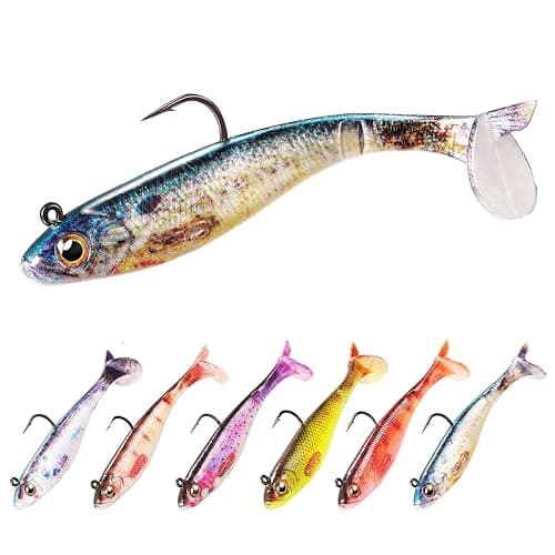 FONMANG 2.5/3.5In Swim Baits for Bass Fishing, Pre-Rigged Jig Heads Soft Plastic Walleye Fishing Lures, Paddle Tail Swimbaits for Bass Fishing, Fishing Bait for Freshwater Saltwater Gifts - Image 1