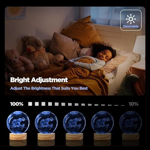 3D Elephant Crystal Ball Night Light With 16 Color Wooden Base, Upgraded 3.15 Inch Glass Ball Lamp With Remote for Birthday Holiday Xmas, Cool Toy Decor Gifts for Boys Girls Kids thumbnail 4