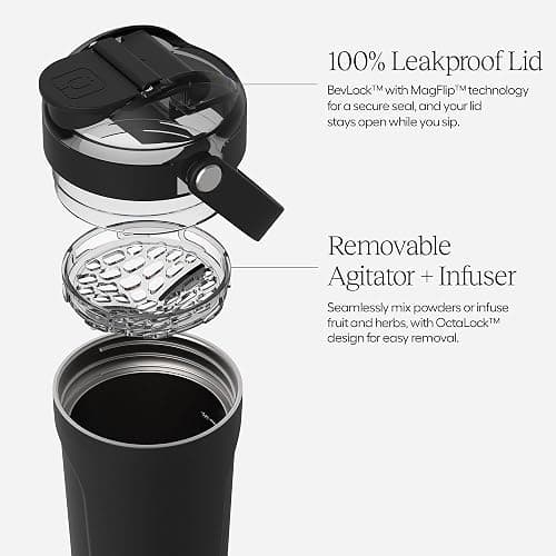 BrüMate MultiShaker Blender Shaker Bottle | 100% Leakproof Insulated Stainless Steel | Pre Workout and Protein Shaker Bottle for the Gym | 25oz (Lilac Dusk) thumbnail 3