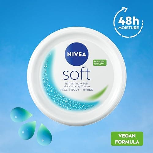 NIVEA Soft Moisturising Cream (500ml), 48H Moisturiser for Face, Body and Hands with Vitamin E and Jojoba Oil, Moisturises Deeply, Vegan Formula thumbnail 6