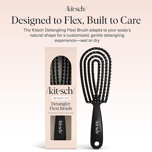 Kitsch Detangler Brush – Flexible Curly Hair Brush for Women, Men & Kids | Detangling Hairbrush with Bendable Frame and Ultra-Smooth Bristles for Wet or Dry Strands - Black thumbnail 9