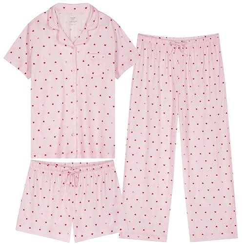 US Angels Girls Ultra Soft Button Down Pajamas, 3 Piece Pajama Set, pjs for teen girl, Size 7-16 - Image 1