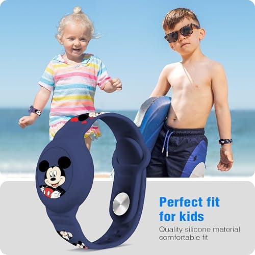 Waterproof AirTag Bracelet for Kids, Cut Cartoon Air Tag Holder for Kids with Full Coverage Hidden Design, Silicone Airtag Wristband for Child - Blue thumbnail 3