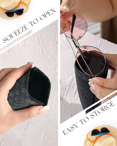 First-zgel 4 Pcs Squeeze Top Sunglass Case with Cleaning Cloth, Soft Leather Eyeglass Case Portable Sunglasses Pouch thumbnail 4