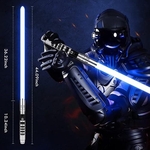 CVCBSER Dueling Lightsaber, 15 Colors Changeable with 12 Mode Sound Effect Premium Metal Handle Sturdy Blade Light Saber (RGB-X-Silver) thumbnail 2