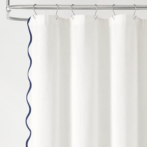 Shower Curtain Navy and White thumbnail 3