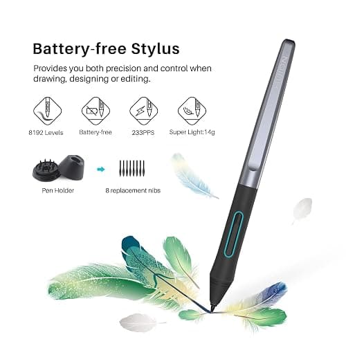 HUION Inspiroy H1060P Graphics Drawing Tablet with 8192 Pressure Sensitivity Battery-Free Stylus and 12 Customized Hot Keys, 10 x 6.25 inches Digital Art Tablet for Mac, Windows PC and Android thumbnail 2