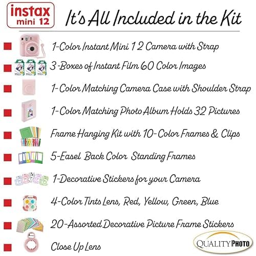 Fujifilm Instax Mini 12 Instant Camera + 60 Photo Prints + Quality Photo Value Bundle, Case, Decoration Stickers, Frames, Photo Album, (Blossom Pink) thumbnail 3