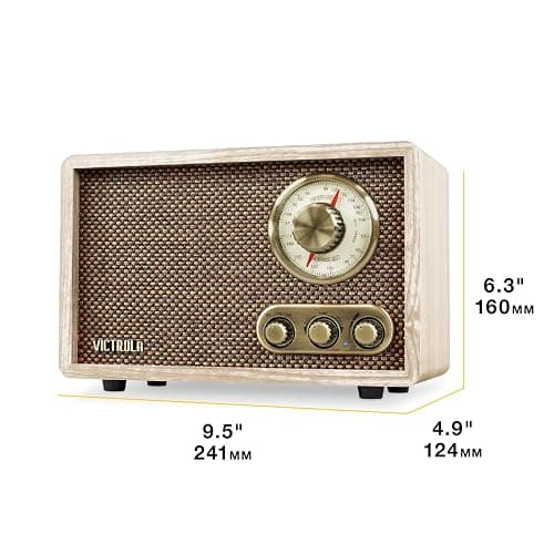 Victrola Willow – Retro Wood Bluetooth Radio with Built-in Speakers: Elegant & Vintage Design, Rotary AM/FM Tuning Dial, Bass & Treble Control, Wireless Streaming (Walnut) thumbnail 7