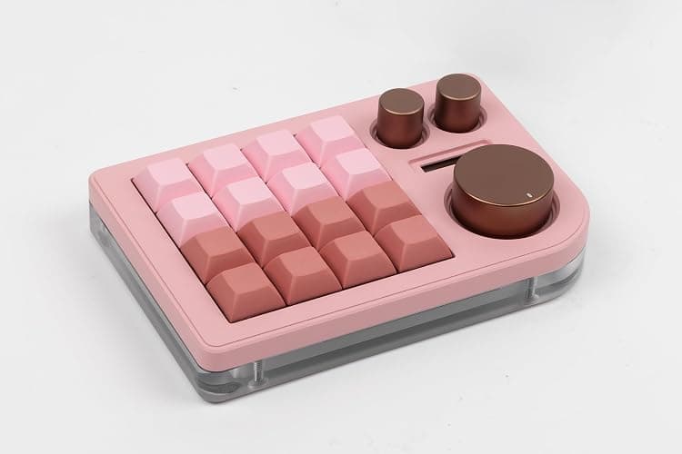 KEEBMONKEY Megalodon Triple Knob Macro Pad Programmable Designer Mini Keyboard 16 Keys (Pink) thumbnail 3