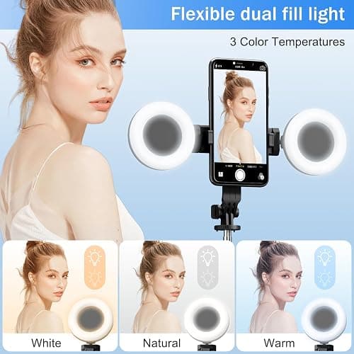 Selfie Stick Tripod with Fill Light, Phone Selfie Stick,Durable Stainless Steel Design,Bluetooth Remote Control,and Stable Three-Legged Support for Live Broadcasts,Video Shooting (Black) thumbnail 5