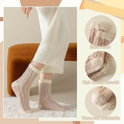 Clothclose Fuzzy Socks For Women, Womens Fuzzy Slipper Sock Super Soft Microfiber Fluffy Cozy Winter Warm Fluffy Crew Socks thumbnail 4