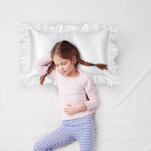 PiccoCasa Kissenbezug Satin Pillowcase 2er Set Kopfkissenbezüge mit rüschen kuschelig Hotelverschluss als Dekokissenbezug für Wohnzimmer Schlafzimmer Sofa Deko Weiß 40x60cm thumbnail 4