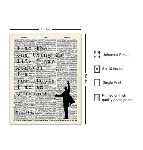 Hamilton Musical Motivational Merchandise - Hamilton Gifts - 8x10 Lyrics Wall Decor Poster Set - Lin Manuel Miranda Inspirational Quotes Wall Art - Bedroom, Office, Living Room Decoration thumbnail 2