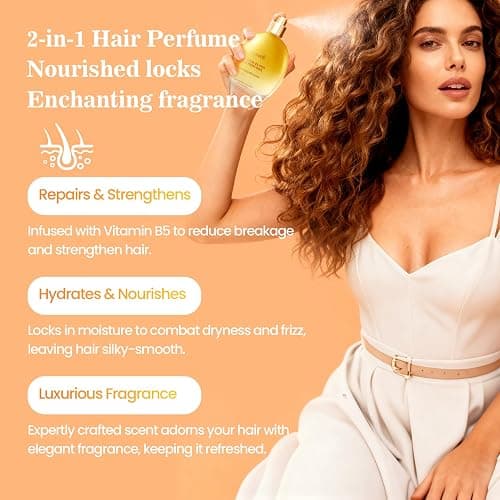 EASYWELL Hair Perfume for Women, Eau De Toilette Spray with Vitamin B5, Moisturizing & Nourishing Hair, Clean Fragrances Hair Spray Women, Daily Hair Repair Mist, Lemo Marigold Blossom, 2.5 fl oz thumbnail 2