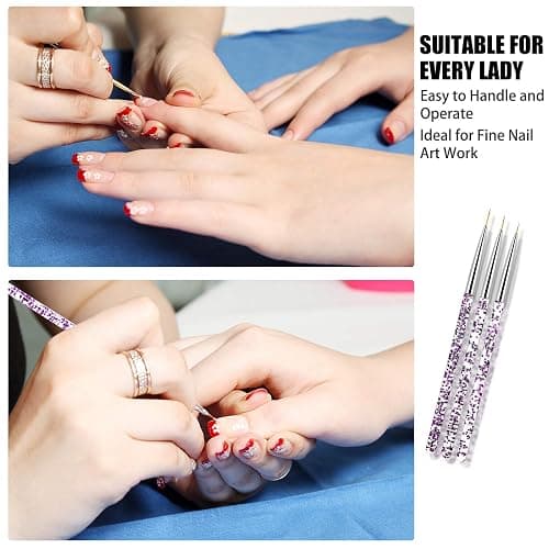 Hanyousheng 3 Pcs Nail Art Brushes, Nail Art Brush Pen,Miniature Fine Detail Paint Brush Set,Nail Art Design Painting Pen Brush for DIY & Professional Use,Detailer,Brush Dotting Tool(Random Color) thumbnail 5