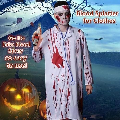 Go Ho Blood Splatter Fake Blood Washable(2.1 oz),Halloween Fake Blood Spray Eye Blood Drops Body Paint,Fake Blood for Clothes and Zombie Monster Vampire Clown Costume Cosplay Makeup,1PC thumbnail 6