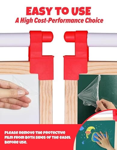 JOYOOSS Kids Wooden Easel with Paper Roll - Adjustable Magnetic Double Sided Drawing Board Whiteboard & Chalkboard Dry Easel Board,Children Art Easel for 3~12 Years Kids Boys Girls Painting Drawing thumbnail 8
