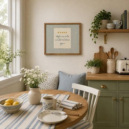 Chef Was Cute Would Eat Here Again Wall Art Funny Kitchen Art Prints 8x10in | Restaurant review prints, foodie pictures, cafe artwork, retro stripe paintings, breakfast nook decor thumbnail 3