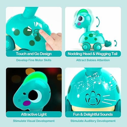 CubicFun Baby Toys 12-18 Months - Touch & Go Musical Light Tummy Time Infant Baby Crawling Toys 12 Months, Toddler Travel Toy for 1 Year Old Boy Christmas Birthday Gifts Stocking Stuffers thumbnail 6