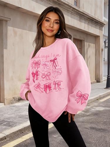 UYIQL Christian Sweatshirts for Women Oversized Faith Jesus Shirts Bible Verses Inspirational Long Sleeve Graphic Pullover thumbnail 5
