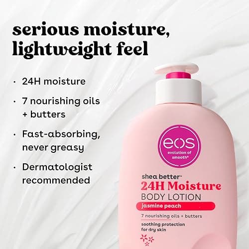 eos Shea Better Body Lotion Jasmine Peach, 24-Hour Moisture Skin Care, Lightweight & Non-Greasy, Natural Shea, Vegan, 16 fl oz thumbnail 5