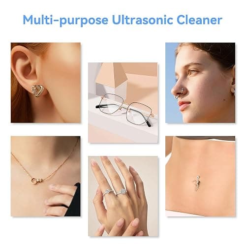 KUNPHY Ultrasonic Jewelry Cleaner, Jewelry Cleaner Machine 12oz 46KHz, Professional Sonic Cleaner with One-Touch Operation, Sonic Cleaner for Rings, Glasses, Jewelry, Dentures White thumbnail 7