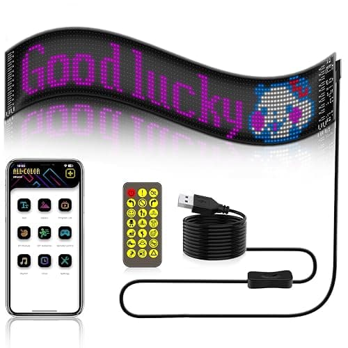 Windshield Display for Cars, SUV and Trucks - Programmable USB LED Matrix with App & Remote Control, Custom Car Sign for Message, Animation & Decoration（12 X 59.5 CM） - Image 1