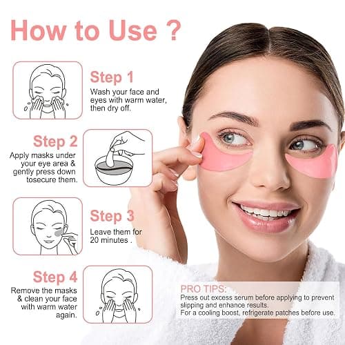 Eye Mask - 30 Pairs Rose Under Eye Patches Skin Care Products,Eye Masks Skincare for Dark Circles and Puffiness, Reduce Wrinkles, Eye Bags and Fine Lines, for Women and Man - Rose thumbnail 8