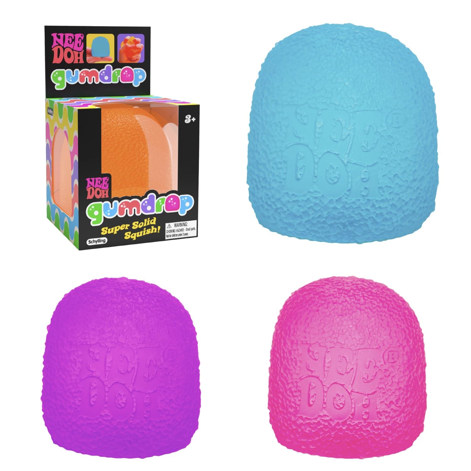NeeDoh Gumdrop - Sensory Squishy Fidget Toy, Stress Relief, Soft & Stretchy, Translucent Texture, Returns to Shape, 4 Assorted Colours - Image 1