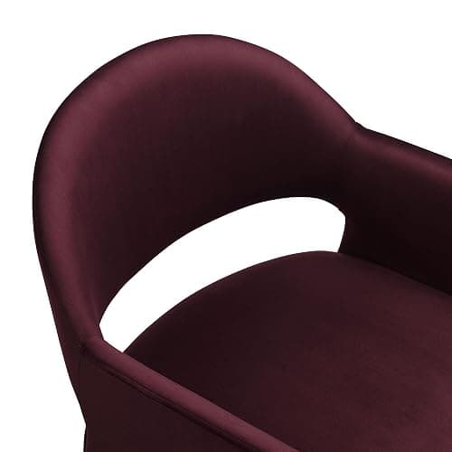 Modway Talia Performance Velvet Dining Armchair in Mulberry - Modern Curved Dining Chair with Open-Back - Stain-Resistant Velvet Barrel Chair - Living Room Accent Chair with Arms thumbnail 9