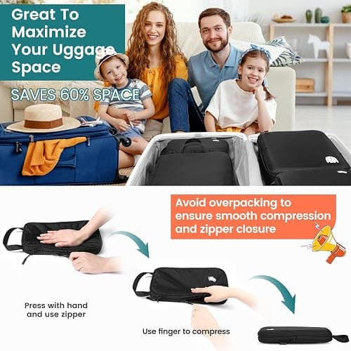 Compression Packing Cubes 8 Set Travel Essentials Travel Organizer, Waterproof Travel Packing Cubes for Carry on Luggage Compression Cubes thumbnail 4