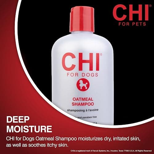 CHI for Dogs Oatmeal Dog Shampoo, Gentle Formula, 16 Fl Oz Bottle | Oatmeal formula, soothing gentle wash, dry itchy skin and dander, puppies and adult dogs thumbnail 2