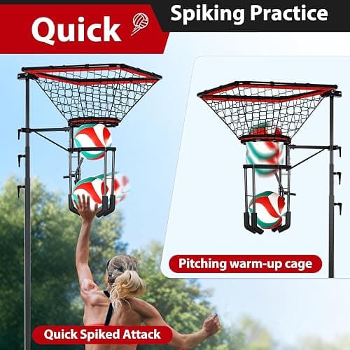 AugFir Volleyball Setter & Spike Trainer, Adjustable Height 93"-126" Volleyball Trainer with 88LBS Sandbag Base & Transport Wheels, Solo Practice Tool for Indoor & Outdoor Use Spiking & Drills thumbnail 3