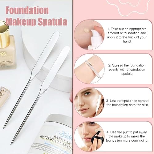 4 Pcs Makeup Spatula Set, Stainless Steel Cosmetic Makeup Palette, Korean Mixing Palette Foundation Cosmetic Skin Care Tool thumbnail 3