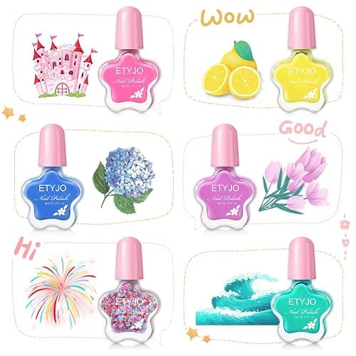 ETYJO Kids Nail Polish Set - Non-Toxic, Quick Dry Peel Off Nail Polish, 6 Rainbow Colors for Girls Age 3+ thumbnail 2