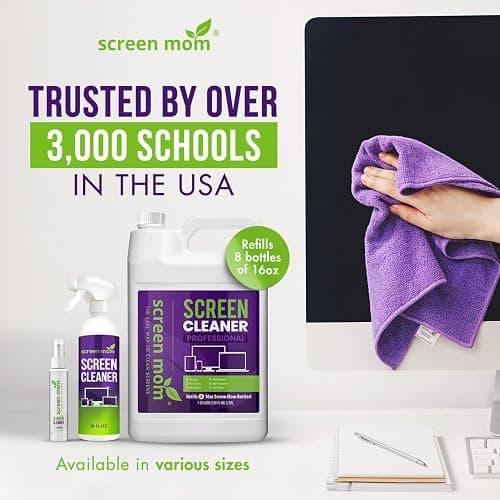 Screen Mom Screen Cleaner Spray and Microfiber Cloth 16oz Screen Cleaner Spray and Wipe for TV, Laptop, Computer, Phone, iPad, Car Screen Cleaning Kit Electronic Cleaner Spray thumbnail 5