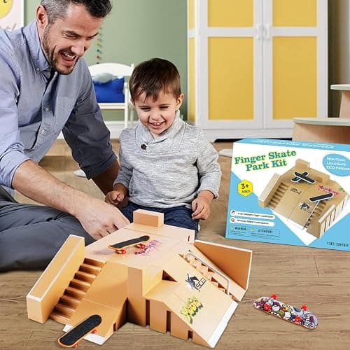 Fingerboard Skate Park Kit,Skateboard Finger Toys with 3 Finger Skateboards & 8 Skatepark Deck Ramp for Boys or Girls Gift, Mini Finger Board Skate Training for Kids Ages 5 and up thumbnail 2