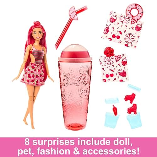 Barbie Pop Reveal Fruit Series Doll, Watermelon Crush Theme with 8 Surprises Including Pet & Accessories, Slime, Scent & Color Change, HNW43 thumbnail 3