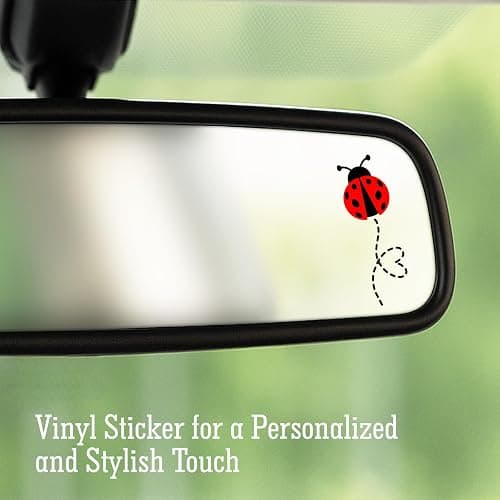 6 x Ladybug Rearview Mirror Decal, Tiny Ladybug Sticker, Waterproof Vinyl Mini Ladybug Sticker, Car Stickers, Laptop Sticker, Water Bottle Decal, Tumbler Decor for Women, 1.6” thumbnail 2