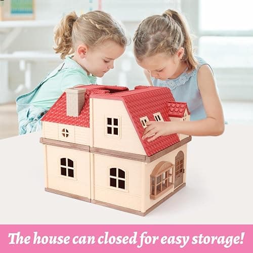Family Cozy Cabin Doll House Playset, Dollhouse Furniture and Accessories,DIY Cottage Pretend Play Dollhouses, for Toddlers, Boys & Girls thumbnail 7