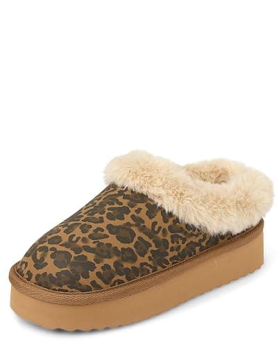 The Children's Place Girls' Girls Indoor/Outdoor Comfy Slip on Platform Shoes, Faux Fur Lined - Image 1